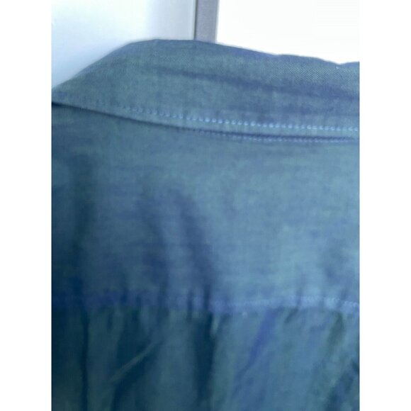 7 For All Mankind Button Front Shirt Mens XL blue green slight iridescent - Picture 7 of 10